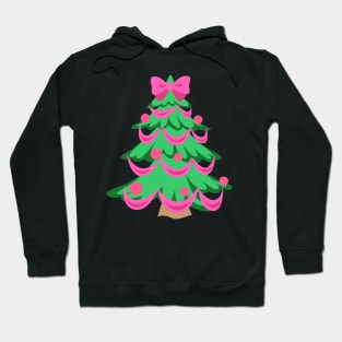 Christmas Tree with pink Bowtie Hoodie